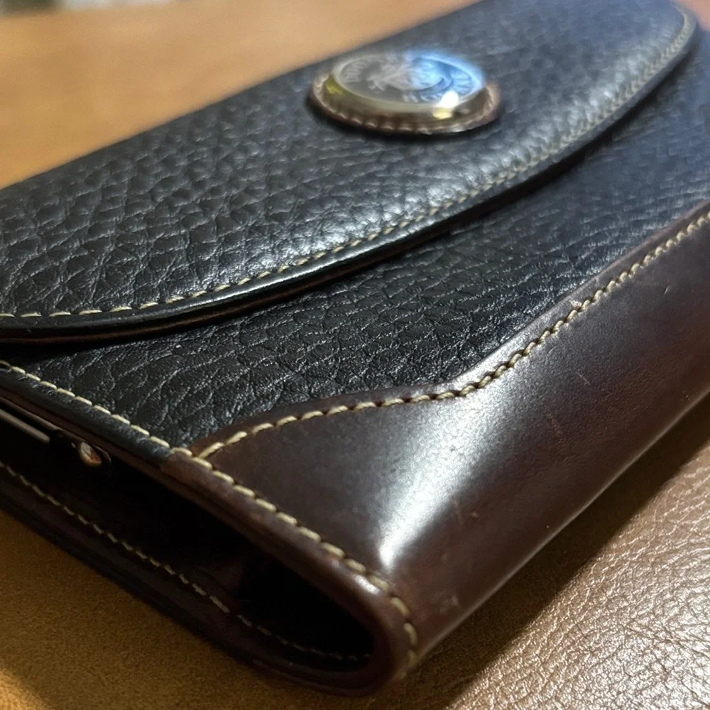 Dooney & Bourke Black Leather Wallet with Gold Accent